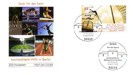 D,Bund Mi.Nr. 2729 Sporthilfe, Leichtathletik-WM, Stabhochsprung (55+25)