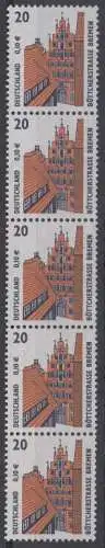 D,Bund Mi.Nr. 2224 SWK Böttcherstraße Bremen (20Pf/0,10€), Fünferstreifen