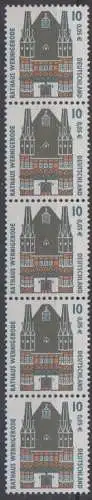 D,Bund Mi.Nr. 2139 SWK Rathaus Wernigerode (10Pf/0,05€), Fünferstreifen