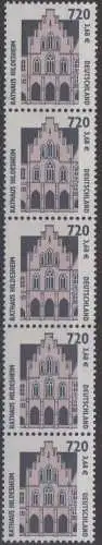 D,Bund Mi.Nr. 2197 SWK Rathaus Hildesheim (720Pf/3,68€), Fünferstreifen