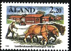 Aland Mi.Nr. 27 100 J. landwirtschaftl. Ausbildung, Pferdepflug (2.20M)