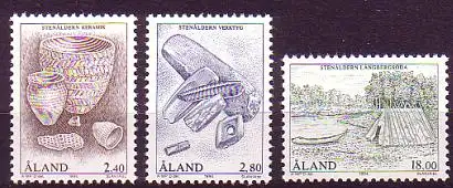 Aland Mi.Nr. 88-90 Steinzeit (3 Werte)