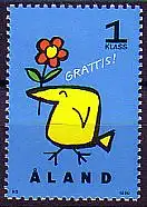 Aland Mi.Nr. 107 Grußmarken, Vogel mit Blume (1. Klasse)