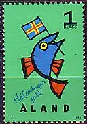 Aland Mi.Nr. 108 Grußmarken, Fisch mit Landesflagge (1. Klasse)