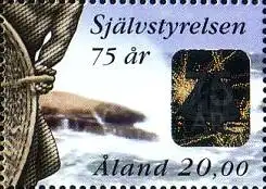 Aland Mi.Nr. 130 75 J. Selbstverwaltung, Denkmal Volk d.Meer, Hologramm (20M)