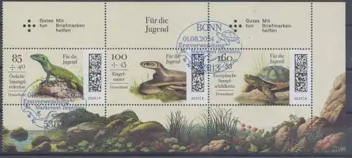 D,Bund Mi.Nr. 3844-3846 Jugend 2024 Reptilien (H-Blatt)