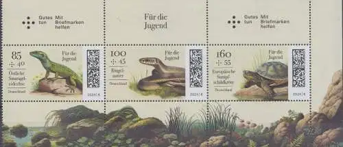 D,Bund Mi.Nr. 3844-3846 Jugend 2024 Reptilien (H-Blatt)