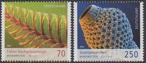 D,Bund MiNr. 3246-47 Mikrowelten, Pfauenaugen-Fühler, Strahlentierchen (2 Werte)