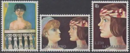 San Marino Mi.Nr. 1099-1101 Int.Jahr der Frau, Gemälde von F.Gentilini (3 Werte)