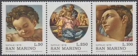 San Marino Mi.Nr. Zdr.1102-04 Weihnachten, Madonna,Michelangelo (Dreierstreifen)