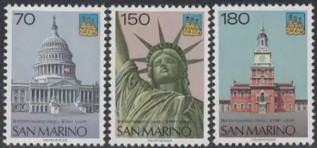 San Marino Mi.Nr. 1115-17 200Jahre USA-Unabhängigkeit (3 Werte)