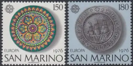 San Marino Mi.Nr. 1119-20 Europa 76. Kunsthandwerk, Teller (2 Werte)