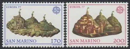 San Marino Mi.Nr. 1131-32 Europa 77, Landschaften, Monte Titano (2 Werte)