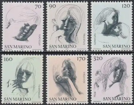 San Marino Mi.Nr. 1133-38 Freim.Die Ziviltugenden (6 Werte)