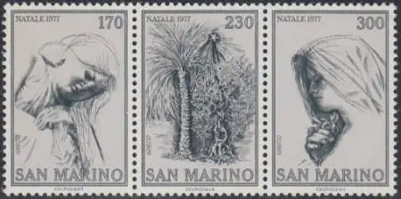 San Marino Mi.Nr. Zdr.1150-52 Weihnachten, Zeichng von E. Greco (Dreierstreifen)