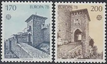 San Marino Mi.Nr. 1156-57 Europa 78, Baudenkmäler, Tore 14.+15.Jh. (2 Werte)