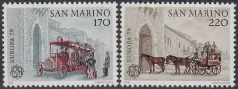 San Marino Mi.Nr. 1172-73 Europa 79, Geschichte Post- u.Fernmeldewesen (2 Werte)