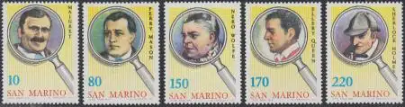 San Marino Mi.Nr. 1175-79 Detektive der Kriminalliteratur (5 Werte)