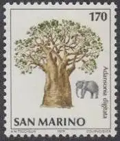 San Marino Mi.Nr. 1197 Umweltschutz, Affenbrotbaum, Elefant (170)