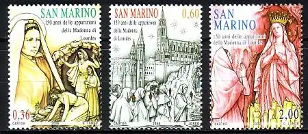 San Marino Mi.Nr. 2338-40 Marienerscheinung in Lourdes (3 Werte)