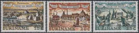 Surinam Mi.Nr. 525-27 300.J. Frieden von Breda (3 Werte)