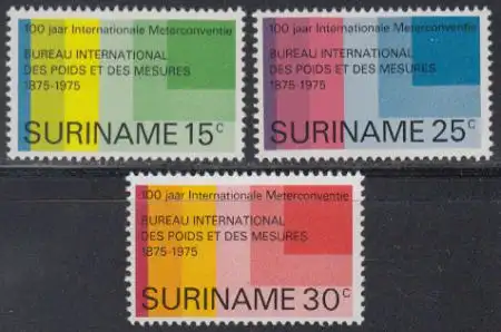 Surinam Mi.Nr. 695-97 100Jahre Int. Meterkonvention (3 Werte)