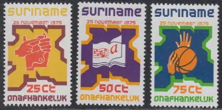 Surinam Mi.Nr. 702-04 Unabhängigkeit (3 Werte)