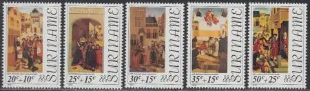 Surinam Mi.Nr. 717-21 Ostern, Gemälde des Meisters von Alkmaar (5 Werte)