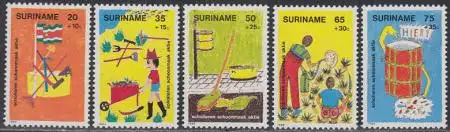 Surinam Mi.Nr. 997-1001 Jugendwohlfahrt, Aktion Halte Deine Stadt sauber (5 W.)