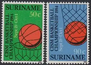 Surinam Mi.Nr. 1098-99 Basketball Militärweltmeisterschaft (2 Werte)