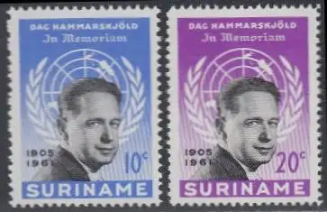 Surinam Mi.Nr. 413-14 Tod von Dag Hammarskjöld (2 Werte)