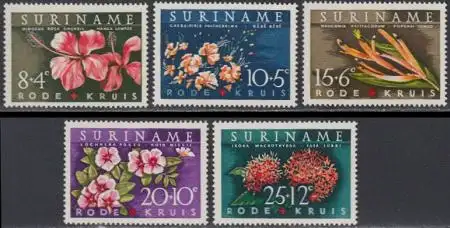 Surinam Mi.Nr. 416-20 Rotes Kreuz, Blüten (5 Werte)