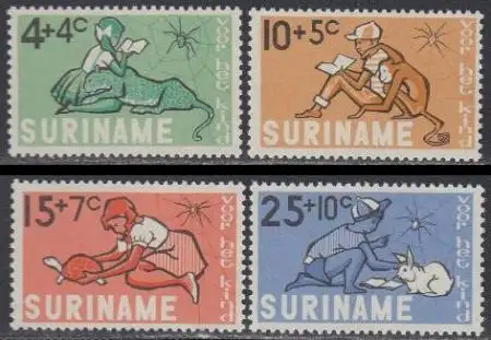 Surinam Mi.Nr. 478-81 Voor het Kind, Kinder und Tiere (4 Werte)