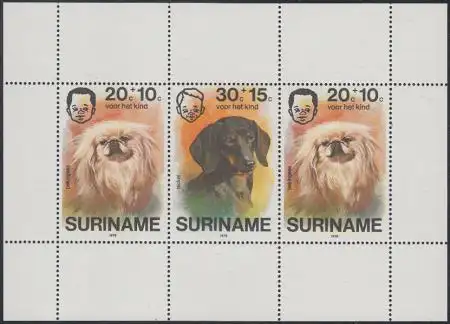 Surinam Mi.Nr. Block 17 Voor het Kind, Pekinese, Dackel 