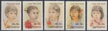 Surinam Mi.Nr. 962-66 Voor het Kind, Kindergesichter (5 Werte)