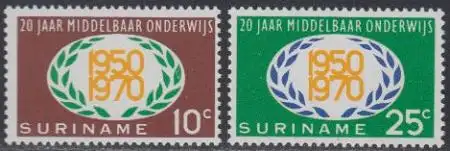 Surinam Mi.Nr. 575-76 20Jahre Unterricht an Höheren Schulen Surinams (2 Werte)