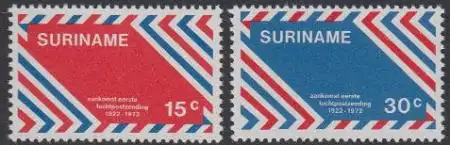 Surinam Mi.Nr. 636-37 50Jahre Luftpostdienst Niederlande-Surinam (2 Werte)