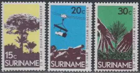 Surinam Mi.Nr. 643-45 25Jahre Forstverwaltung (3 Werte)