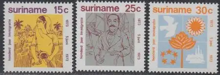 Surinam Mi.Nr. 651-53 100.Jahr.tag Einwanderung indischer Staatsbürger (3 Werte)