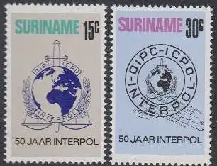 Surinam Mi.Nr. 656-57 50Jahre Interpol (2 Werte)