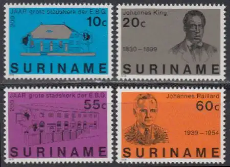 Surinam Mi.Nr. 823-26 200J. Kirche der evangelischen Brüdergemeine (4 Werte)