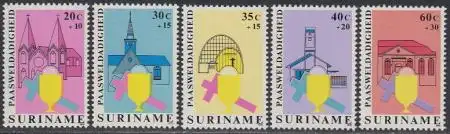 Surinam Mi.Nr. 864-68 Ostern, Kirchen von Surinam (5 Werte)