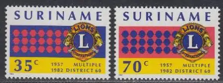 Surinam Mi.Nr. 983-84 25Jahre Lions-Club (2 Werte)