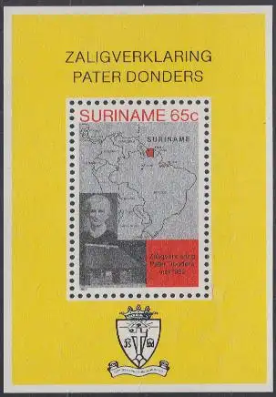 Surinam Mi.Nr. Block 33 Seligsprechung Pater Petrus Donders 