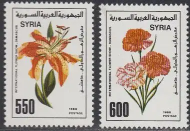 Syrien Mi.Nr. 1715-16 Int. Blumenschau Damaskus, Lilie, Nelke (2 Werte)