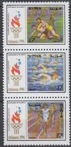 Syrien Mi.Nr. Zdr.1972-74 Olympia 1996 Atlanta, Ringen, Schwimmen, Siebenkampf 