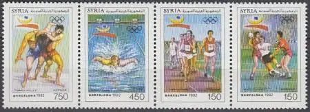 Syrien Mi.Nr. Zdr.1863-66 Olympia 1992 Barcelona, u.a.Handball Ringen Schwimmen 