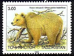 Tadschikistan Mi.Nr. 22 Gefährdete Säugetiere, Braunbär (3.00)