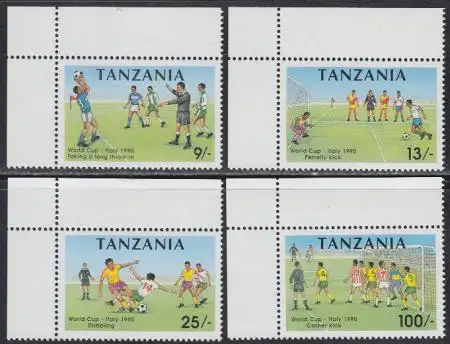 Tansania Mi.Nr. 725-28 Fußball WM 1990 Italien (4 Werte)