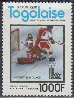 Togo Mi.Nr. 1512A Olympia 1980 Lake Placid, Gold USA Eishockey (1000)